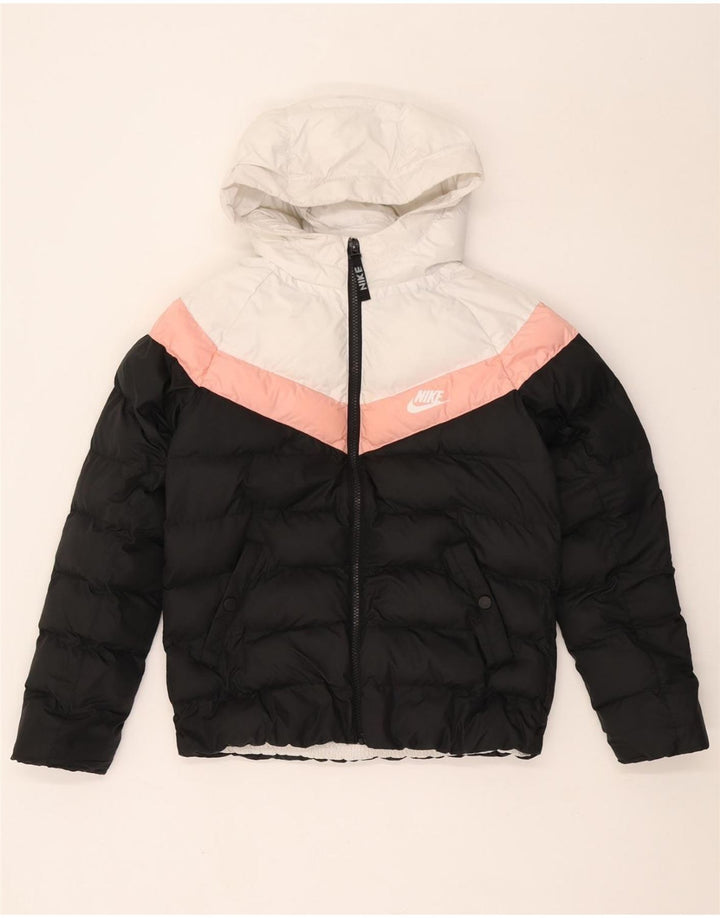 NIKE Polstret hættejakke til drenge 10-11 år Medium Sort Colourblock