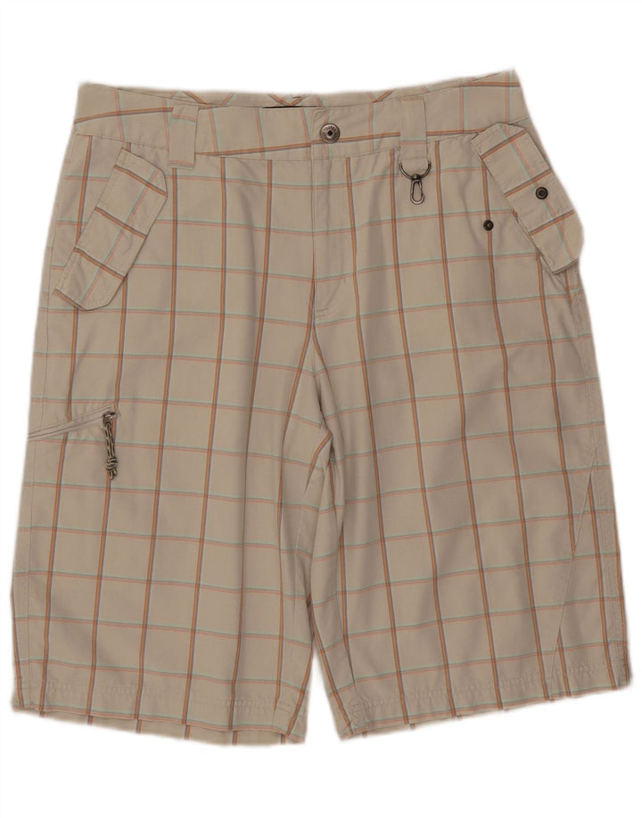 COLUMBIA Herre Cargo Shorts W34 Large Beige Ternet Bomuld