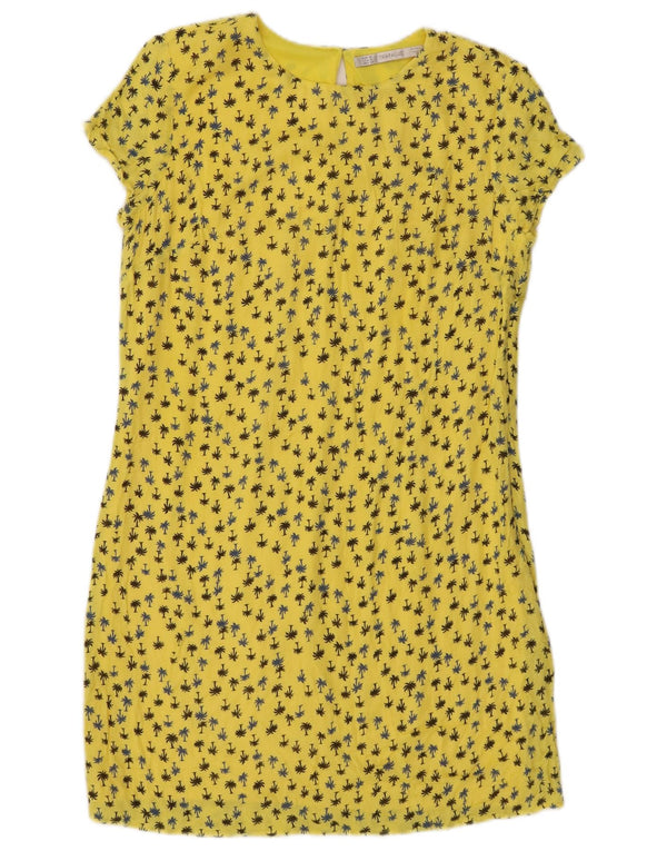 Zara Dame Trafaluc Skede Kjole UK 12 Medium Yellow Floral