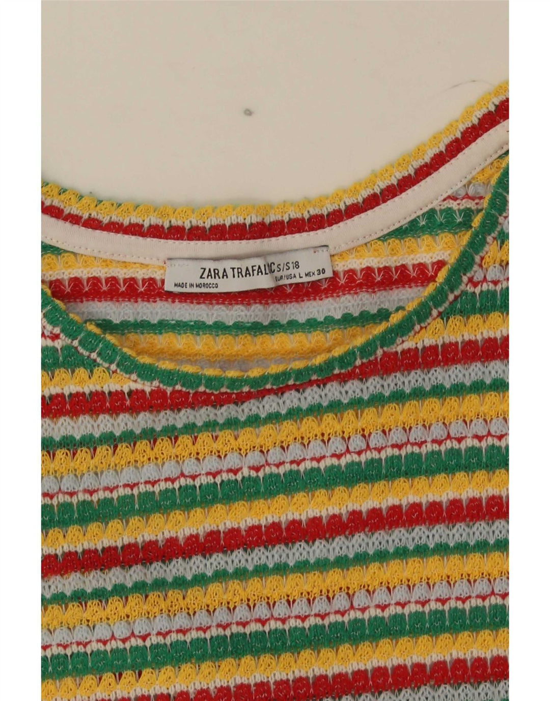Zara Womens Crop T-Shirt Top UK 14 Large Multicolored Striped