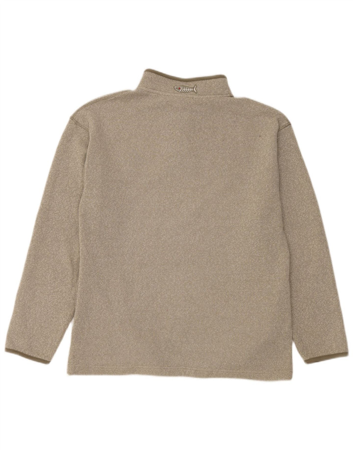 Weird Fish Herre Zip Neck Jumper Sweater Stor Khaki Polyester