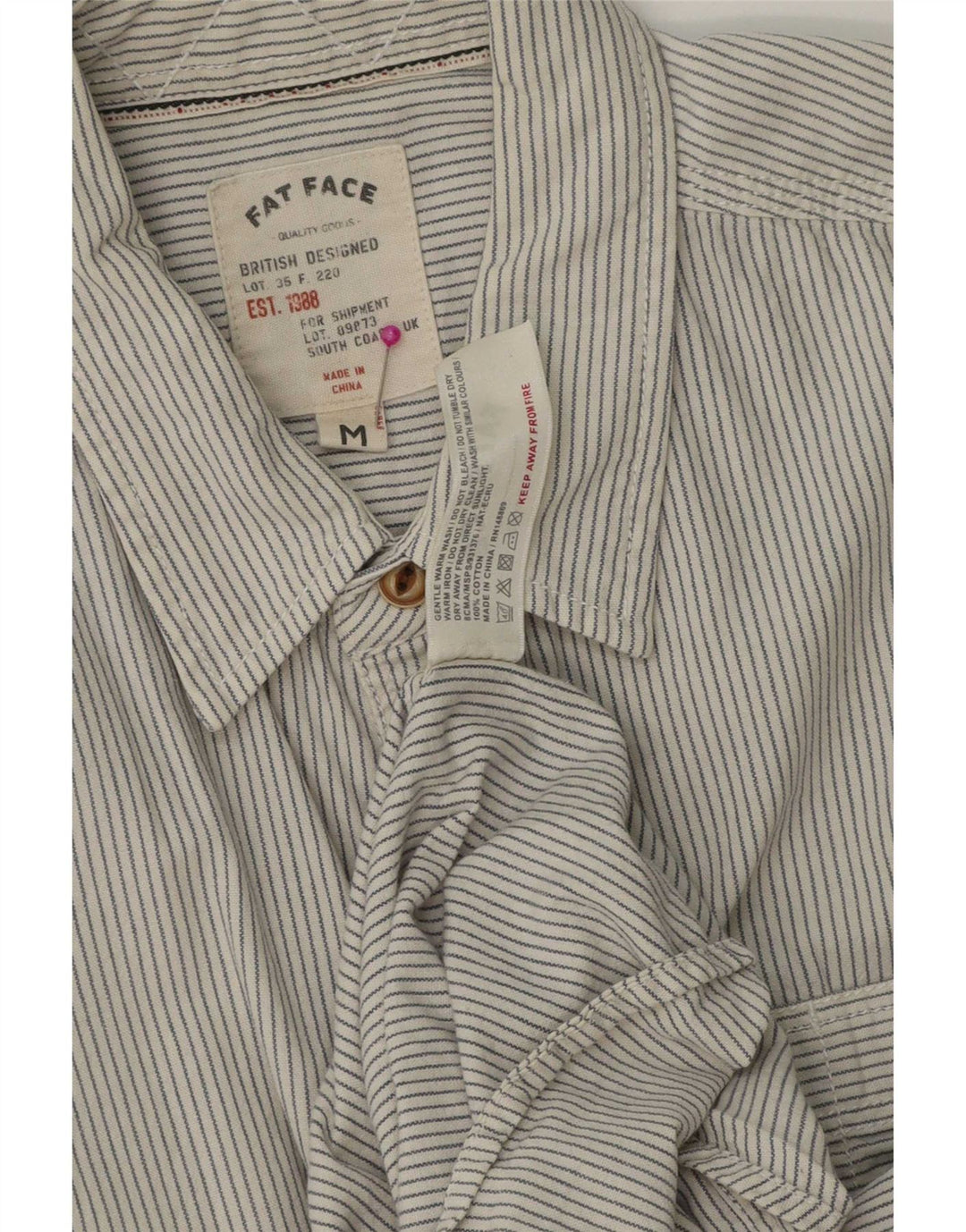 Fat Face Herreskjorte Medium White Pinstripe Bomuld