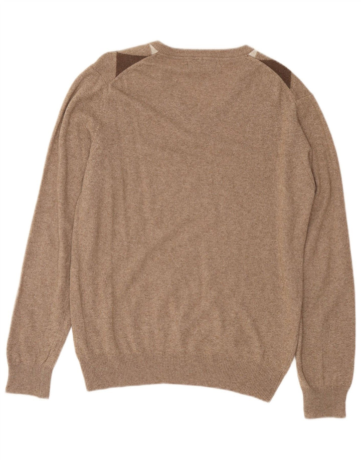 CONSENSO Herre V-hals sweater Medium Brun Argyle/Diamond Wool