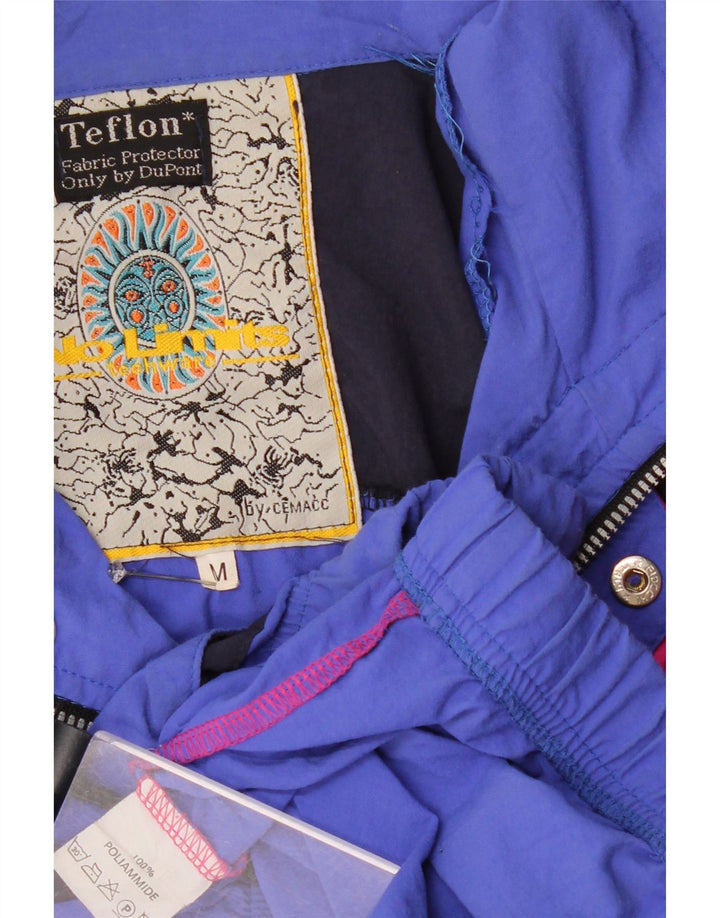 Vintage Herre Windbreaker Jacket UK 38 Medium Blue Colourblock Polyamid