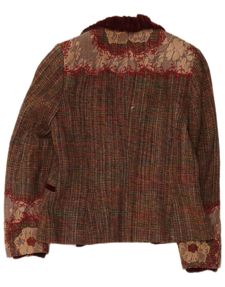 Quin And Donnelly Dame 1 Knap Blazer Jakke UK 10 Small Brown Floral