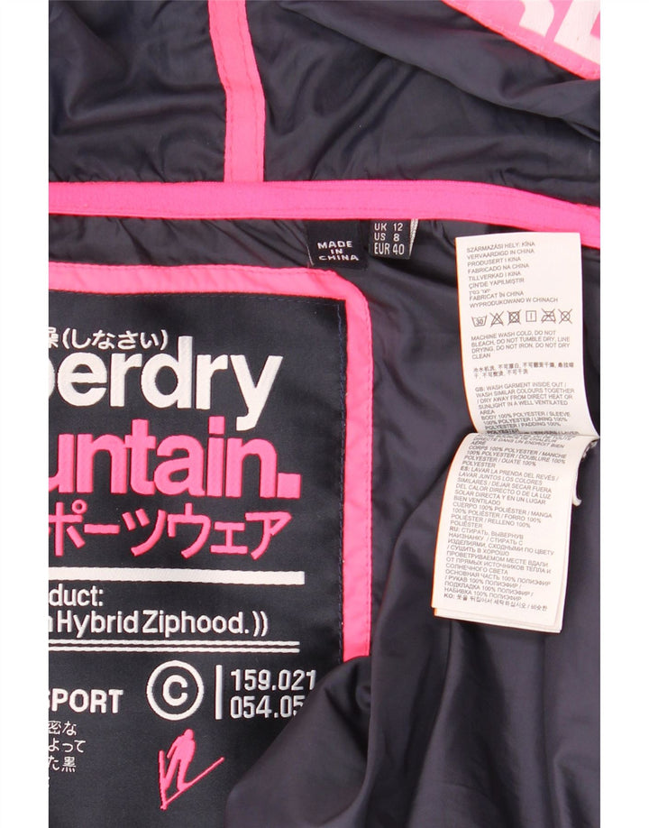 Superdry Polstret hættejakke til kvinder UK 12 Medium Navy Blue Flecked