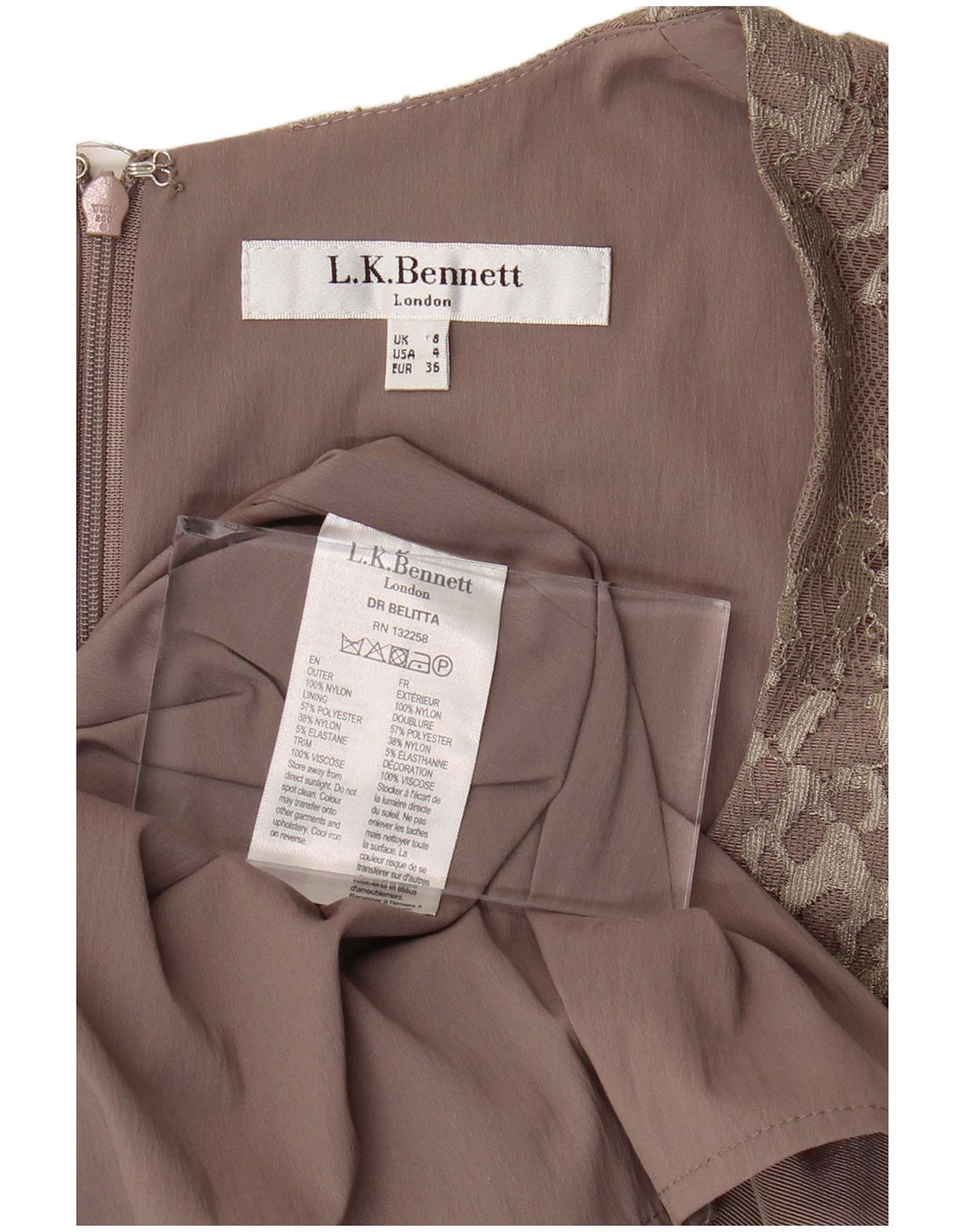 L.K. BENNETT Kvinders Ærmeløs Skede Kjole UK 8 Small Purple Floral Nylon