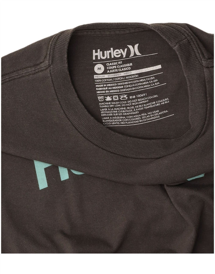 HURLEY Dame Classic Fit Grafisk T-shirt Top UK 18 Medium Grey Bomuld