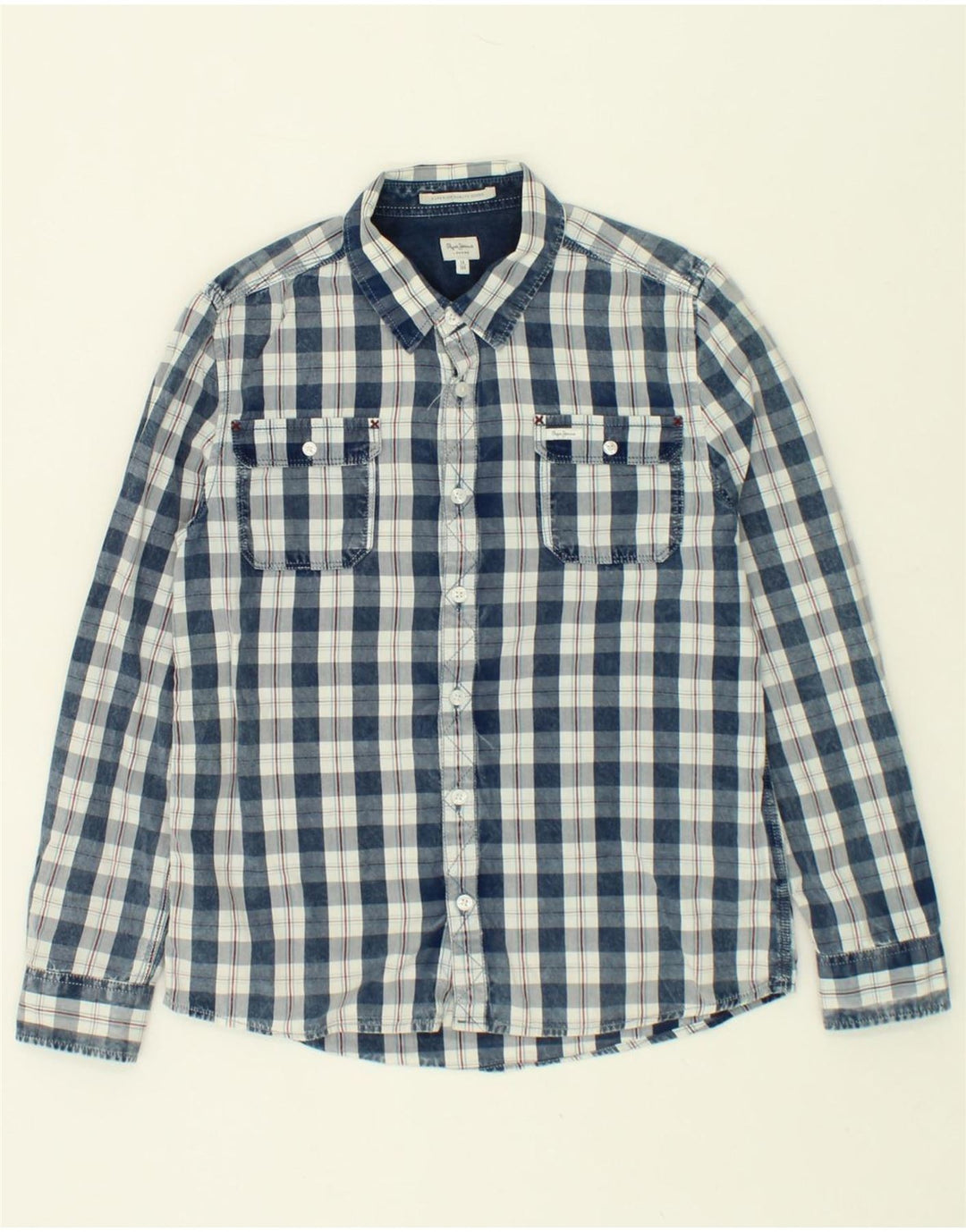 PEPE JEANS Boys Shirt 13-14 Years Blue Check Cotton Vintage PEPE Jeans and Second-Hand PEPE Jeans from Messina Hembry 