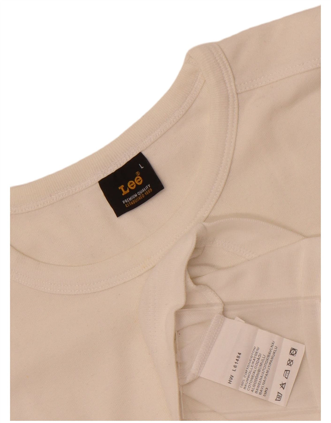 Lee Dame T-Shirt Top UK 14 Stor Hvid Bomuld