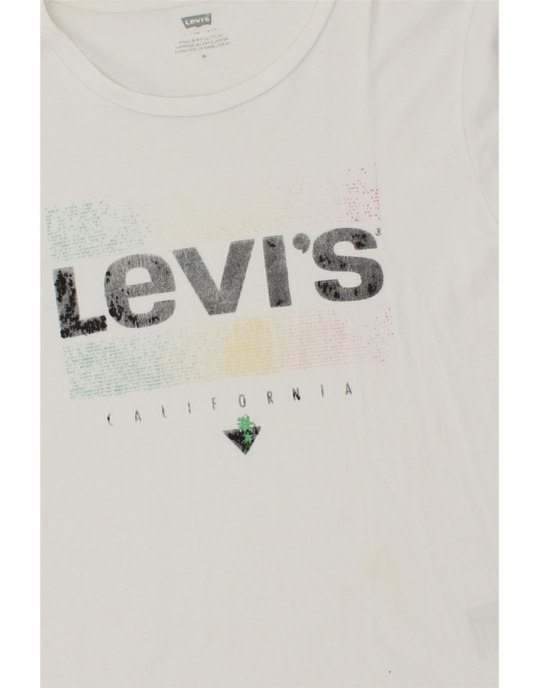 LEVI'S Womens Graphic T-Shirt Top UK 12 Medium White Cotton Vintage Levi's and Second-Hand Levi's from Messina Hembry 