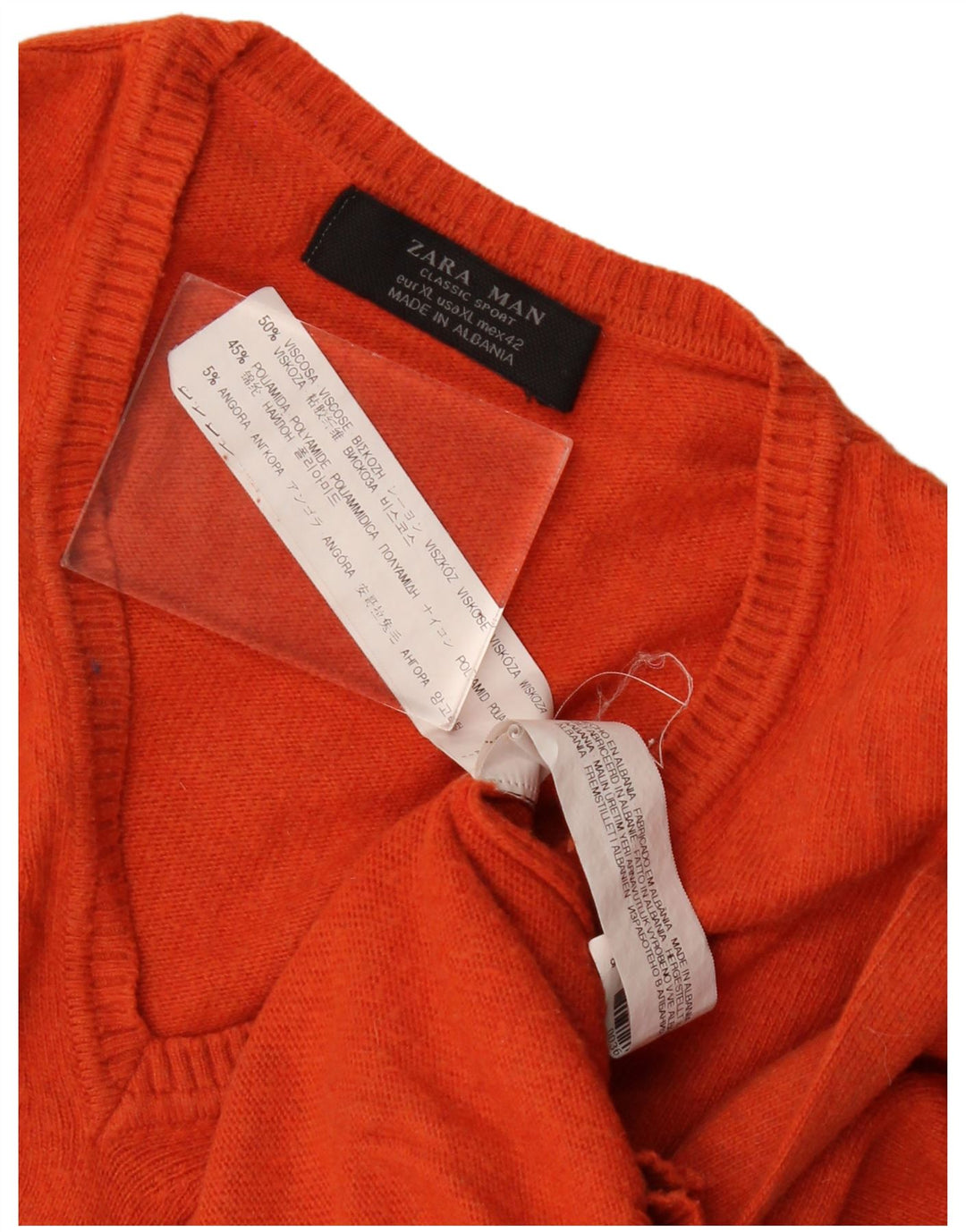 Zara Herre V-hals sweater XL Orange Viscose