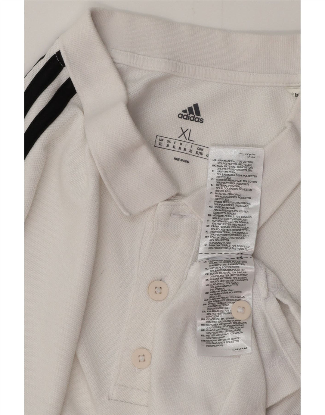 ADIDAS herre poloshirt XL hvid bomuld