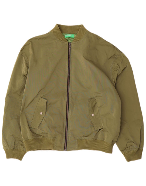 BENETTON Boys Bomber Jacket 13-14 år XL Grøn Polyester