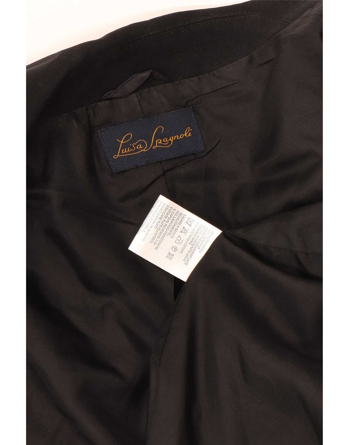 Luisa Spagnoli Dame Blazer Jacket UK 18 XL Sort Silke