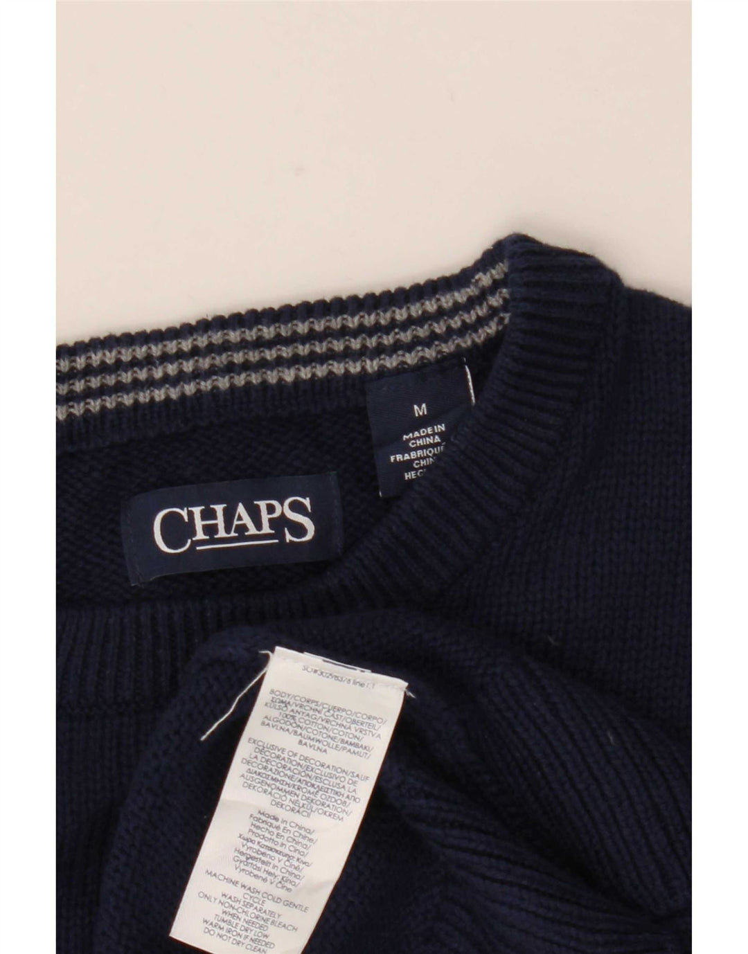 Chaps Herre Crew Neck Jumper Sweater Medium Navy Blue Bomuld
