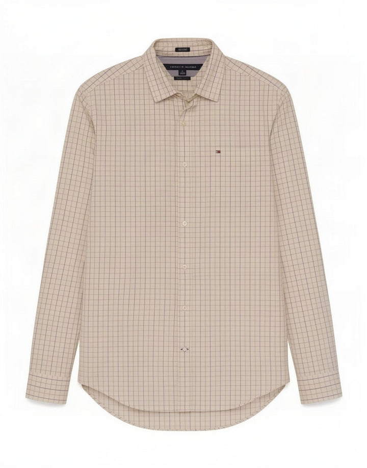 Tommy Hilfiger Herre Custom Fit skjorte lille hvid ternet