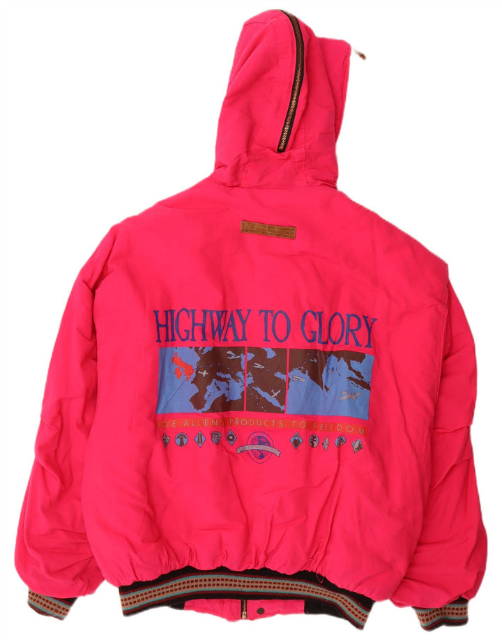 VINTAGE Dame Oversized Grafisk Windbreaker Jacket UK 14 Medium Pink