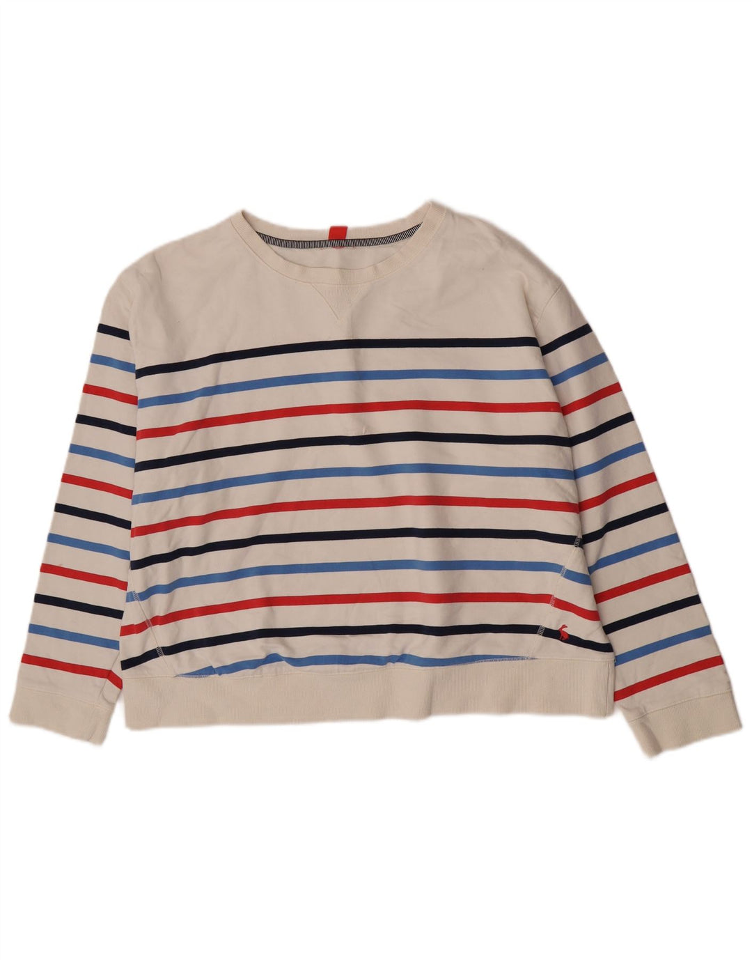 Joules Dame Oversized Sweatshirt Jumper UK 14 Medium hvid stribet bomuld