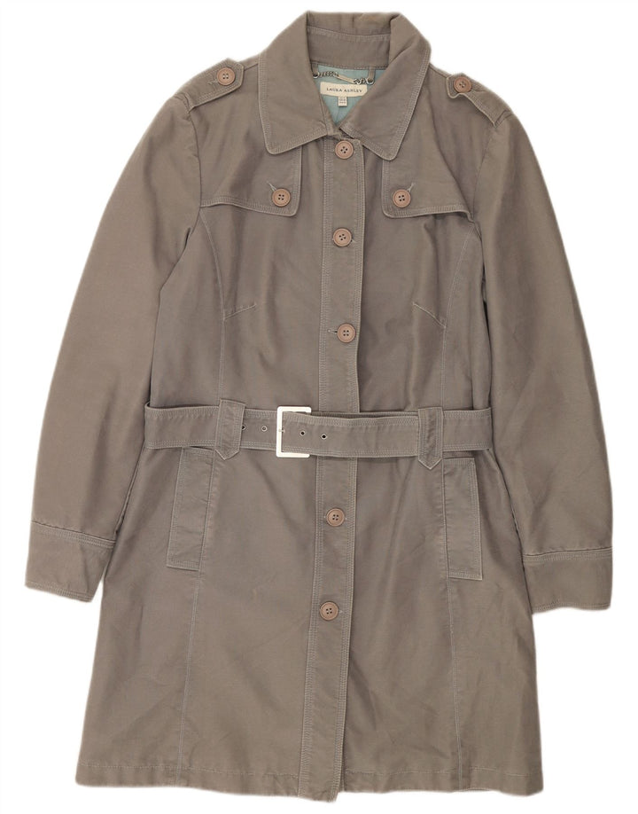 Laura Ashley Dame Trench Coat UK 14 Stor Grå Bomuld