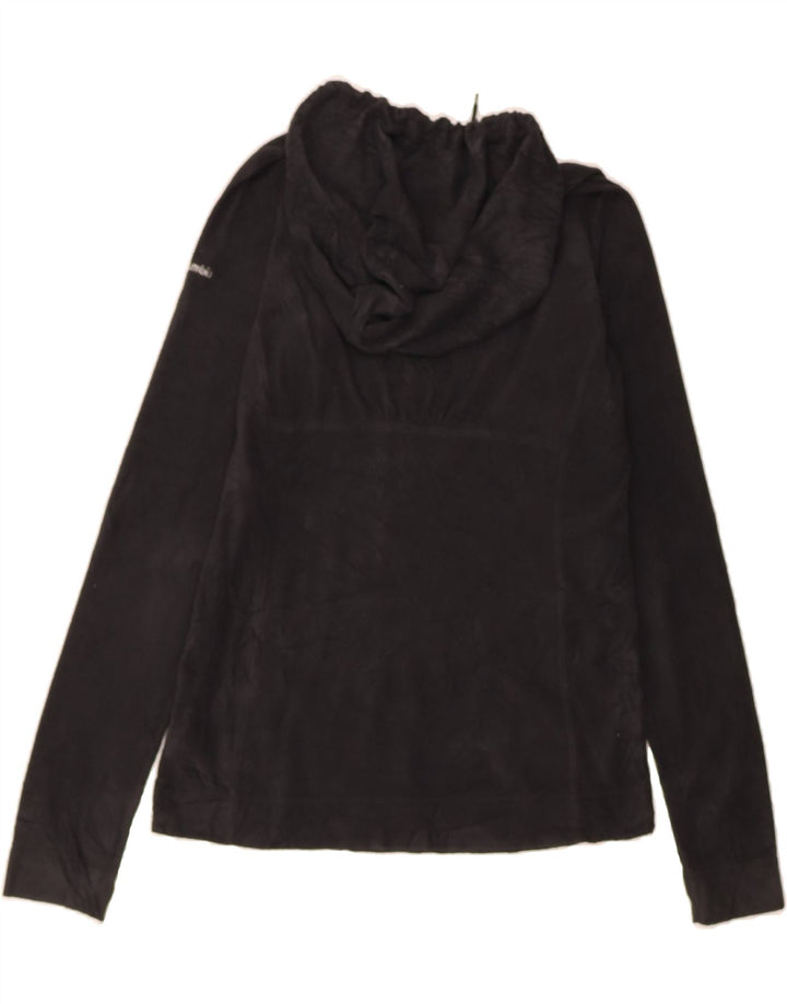 COLUMBIA Womens Hooded Fleece Jumper UK 12 Medium Black Polyester Vintage Columbia and Second-Hand Columbia from Messina Hembry 