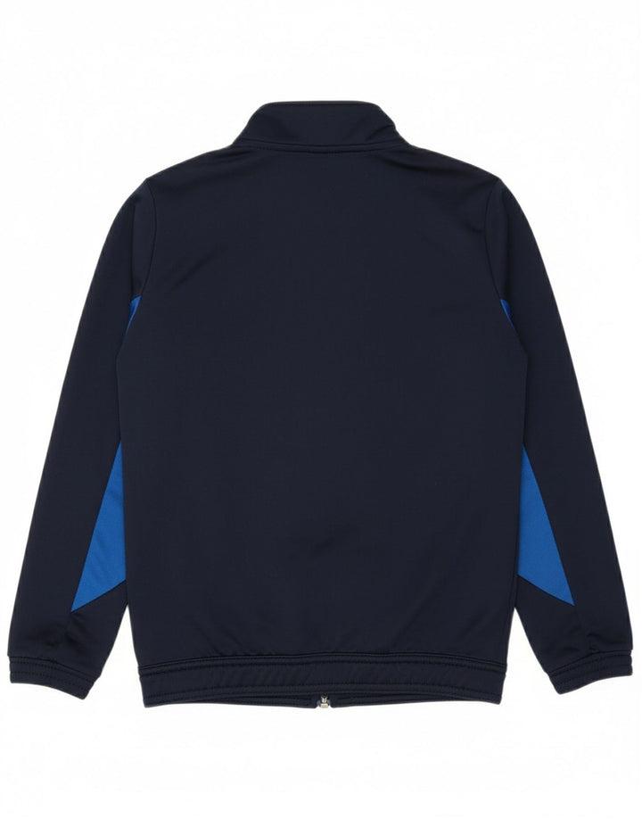 ADIDAS Boys Tracksuit Top Jacket 9-10 Years Navy Blue Colourblock