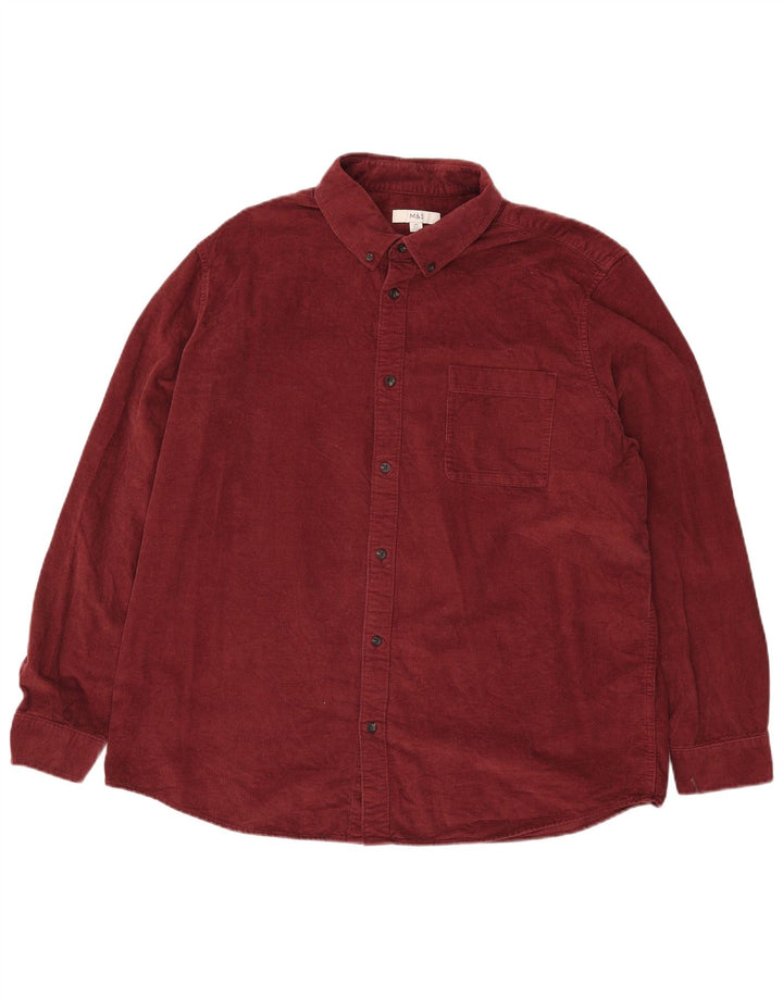 Marks & Spencer Herreskjorte 2XL Bourgogne bomuld