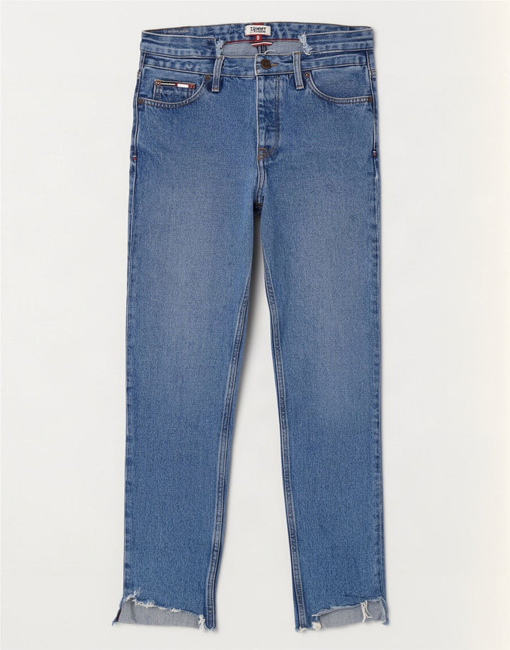 Tommy Hilfiger Dame Distressed Slim Jeans W28 L28 Blå Bomuld