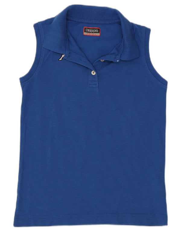 Kappa ærmeløs poloshirt til kvinder UK 10 Lille blå bomuld
