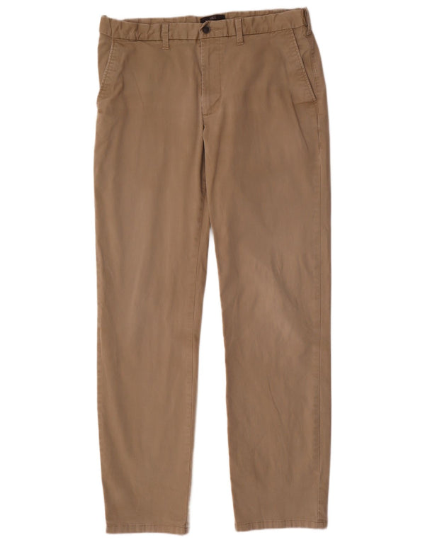 Marks & Spencer Straight Chino-bukser til mænd W36 L33 Beige Bomuld