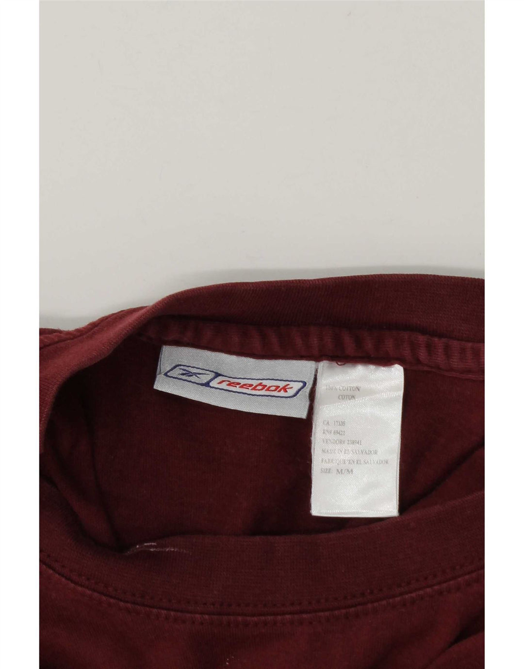 Reebok Herre T-Shirt Top Stor Bourgogne Bomuld