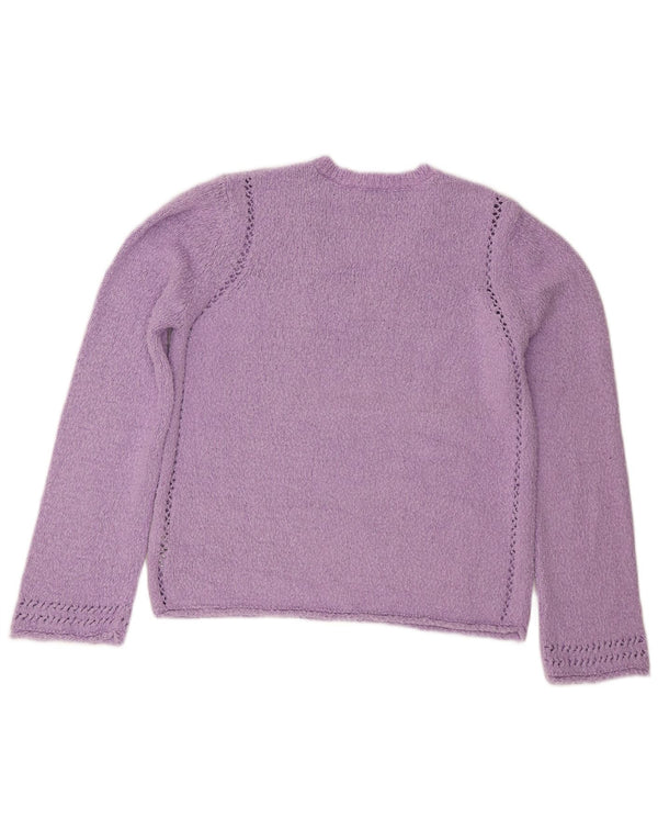 Marks & Spencer Womens V-Neck Jumper Sweater UK 14 Medium Purple Cotton