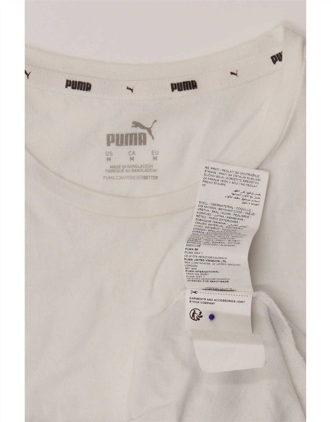 Puma Grafisk T-Shirt Top UK 12 Medium Hvid Bomuld