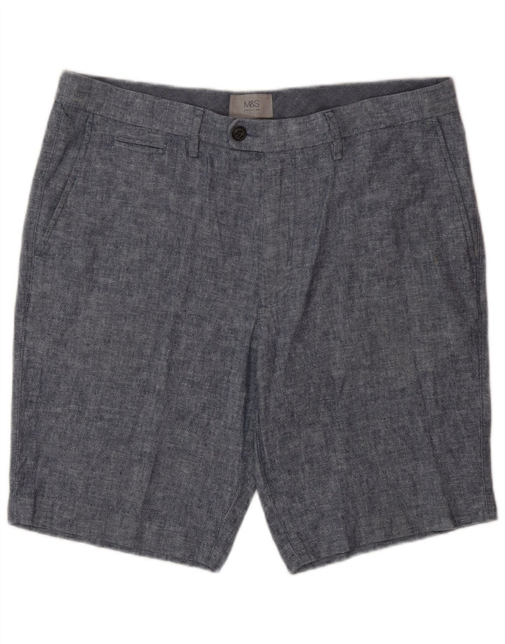 Marks & Spencer Herre Chino Shorts W34 Large Blue Linen
