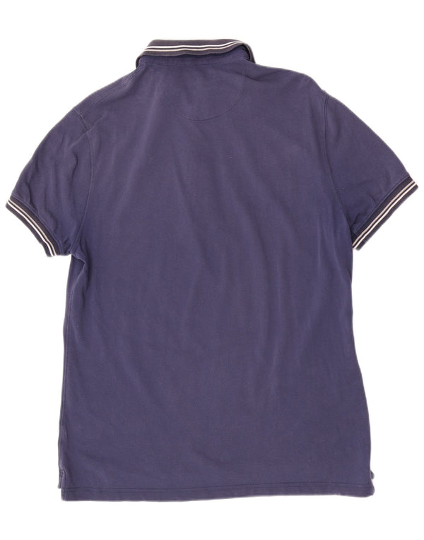 Massimo Dutti Herre Kortærmet Regular Fit Polo Shirt Large Navy Blue