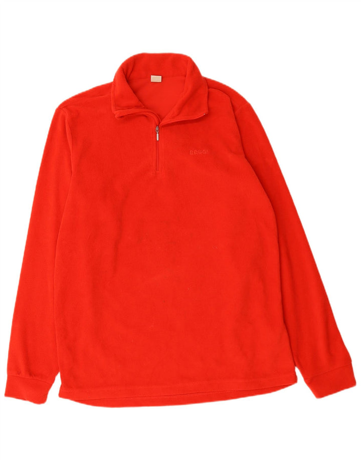 Brugi herre lynlås hals fleece jumper stor rød polyester