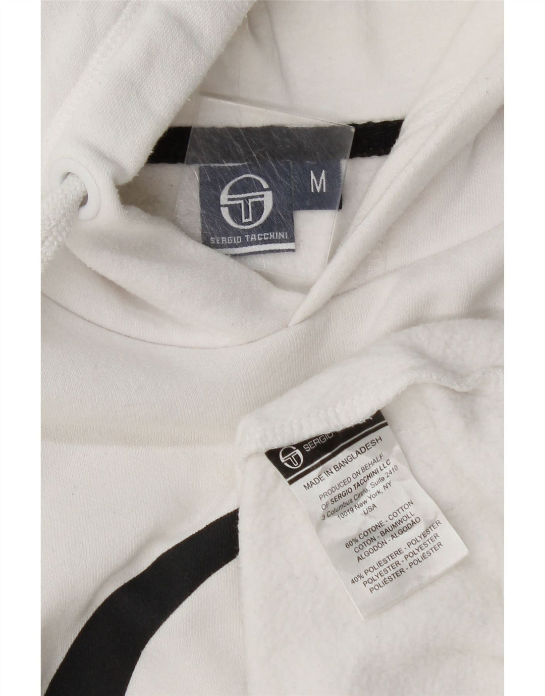 Sergio Tacchini Herre grafisk hættetrøje Jumper Medium hvid bomuld