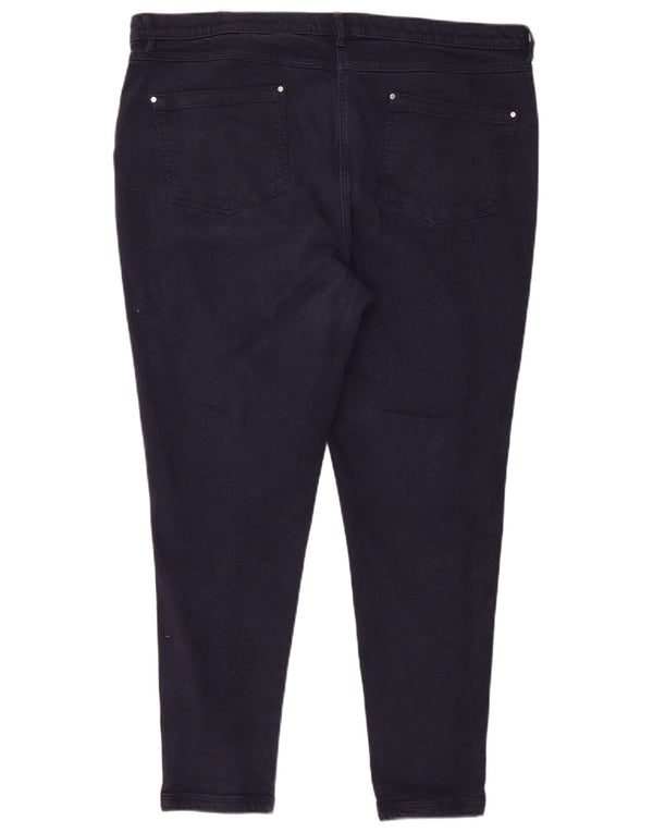 Marks & Spencer Womens Tapered Casual Trousers UK 20 2XL W40 L27 Navy Blue