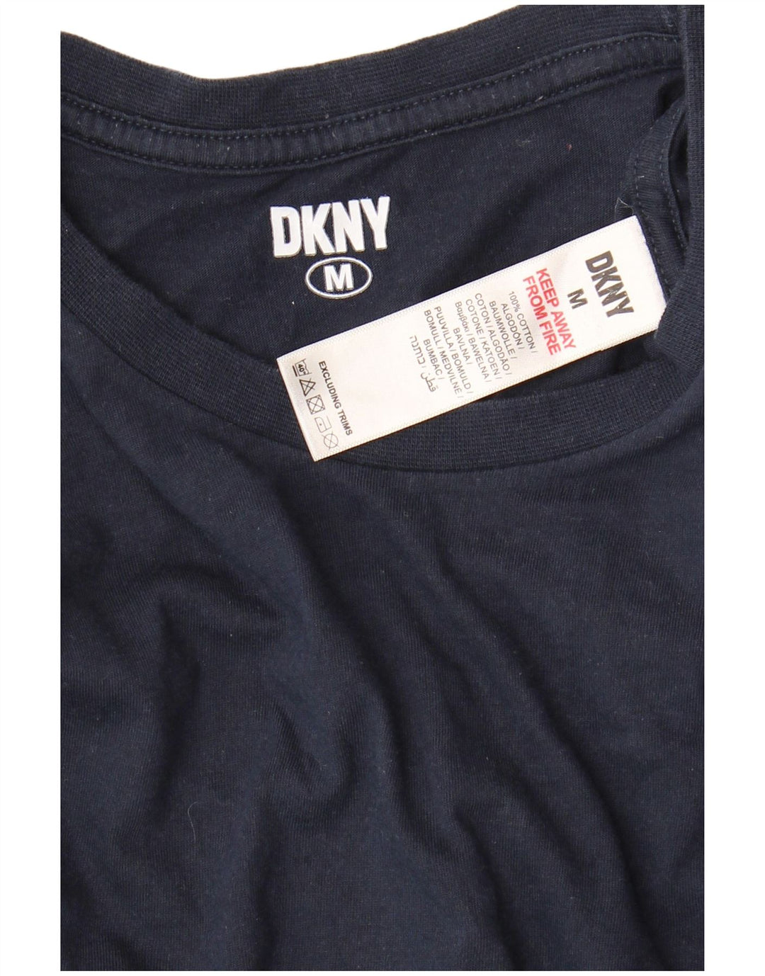 DKNY Herre T-Shirt Top Medium Marineblå Bomuld