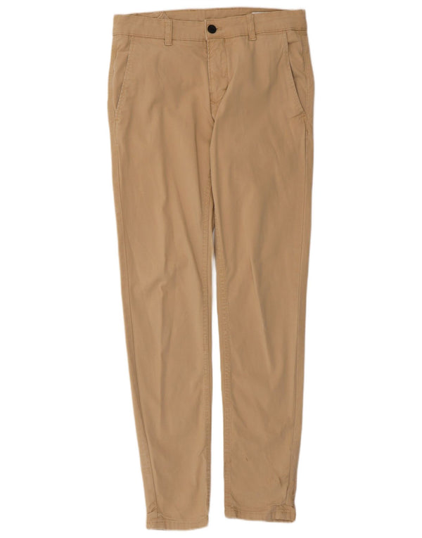 Zara Herre Slim Chino Bukser EU 38 Small W30 L29 Beige Bomuld