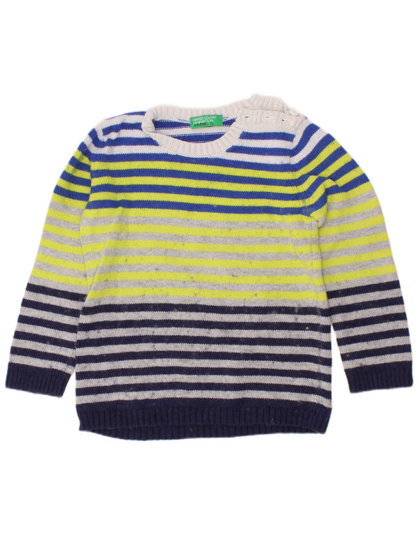 Benetton Boys Boat Neck Jumper Sweater 3-4 år Flerfarvet Stribet