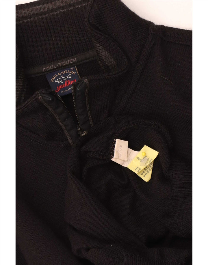 Paul & Shark Herre Zip Neck Jumper Sweater XL Sort Virgin Wool