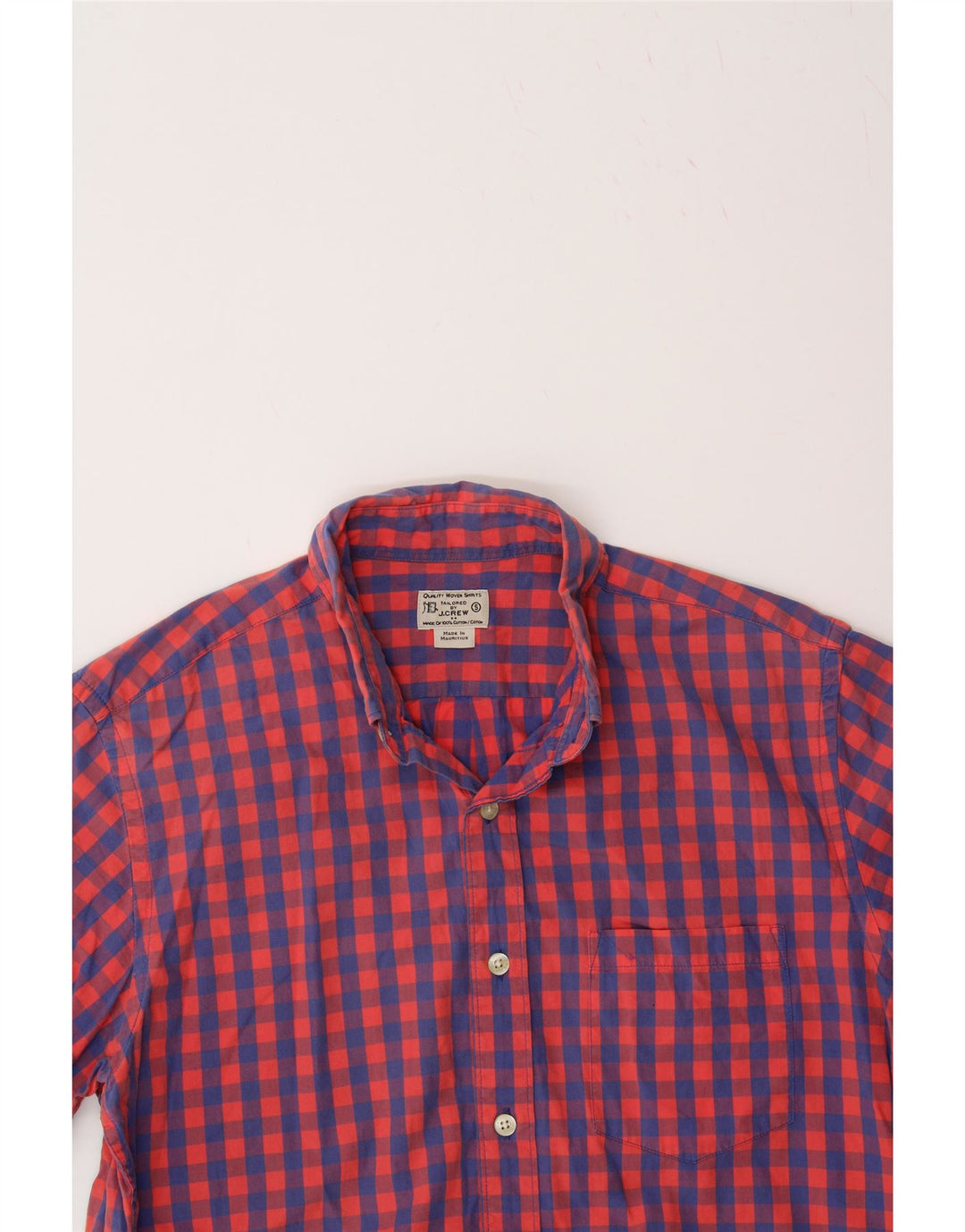 J. CREW Mens Short Sleeve Shirt Small Blue Gingham Cotton Vintage J. Crew and Second-Hand J. Crew from Messina Hembry 