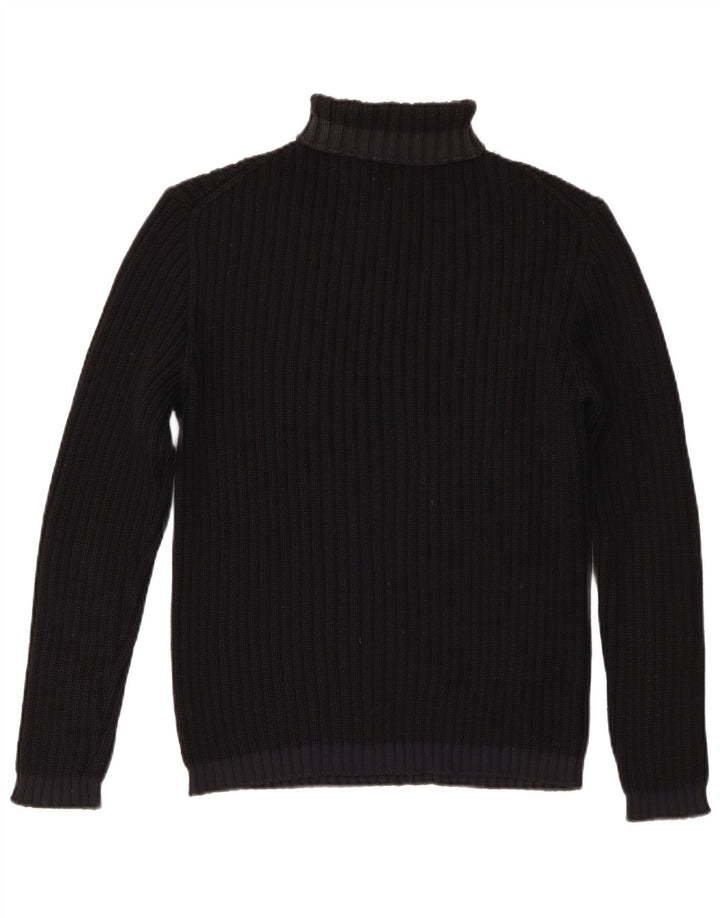 Vintage Dame Roll Neck Jumper Sweater UK 14 Large Black Merino Wool