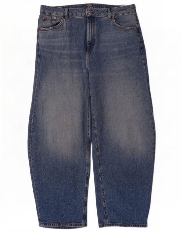 Marks & Spencer Womens Horseshoe Loose Jeans UK 16 Large W38 L30 Blue
