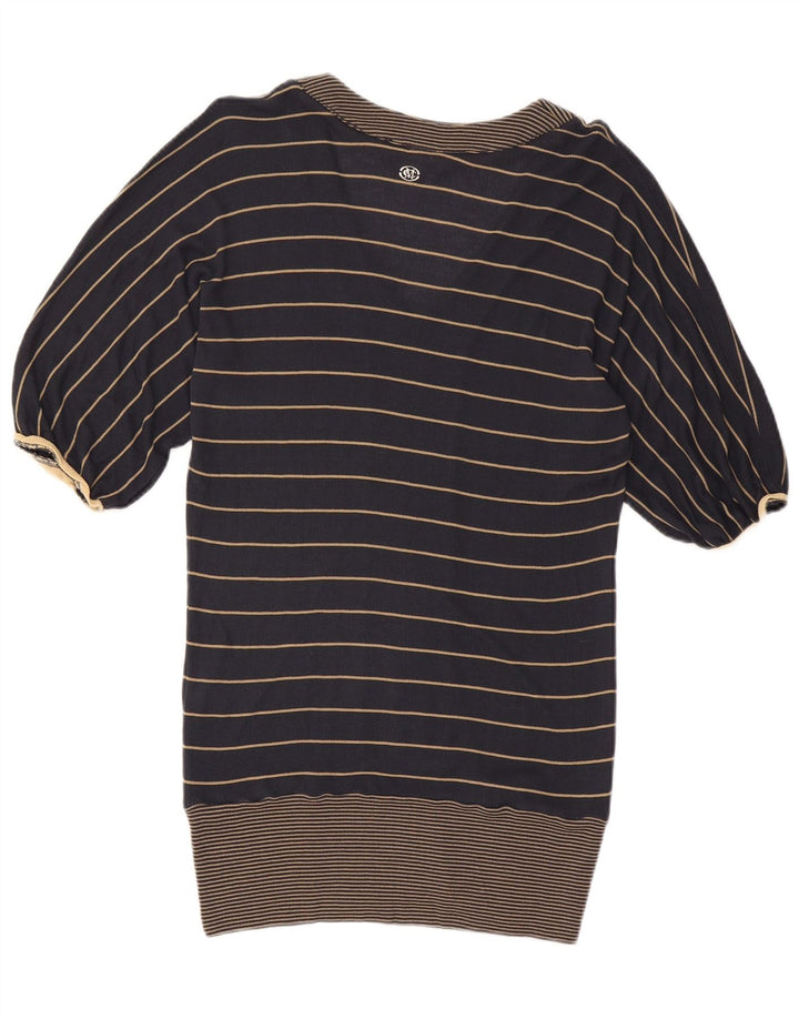Marlboro Classics Dame Longline Bluse Top UK 16 Large Navy Blue Striped