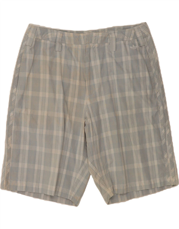 ADIDAS Mens Chino Shorts Medium W32 Blue Check Cotton Vintage Adidas and Second-Hand Adidas from Messina Hembry 