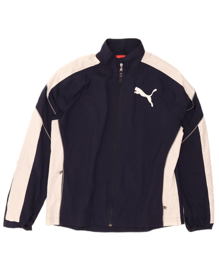 PUMA Mens Graphic Tracksuit Top Jacket Large Navy Blue Colourblock
