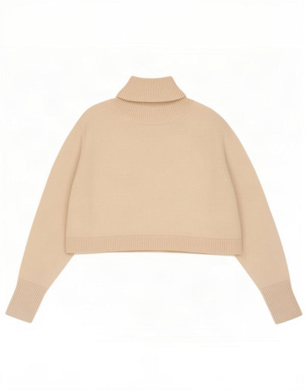 Zara Womens Crop Oversized rullehals sweater UK 10 Small Off White