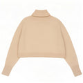 Zara Womens Crop Oversized rullehals sweater UK 10 Small Off White